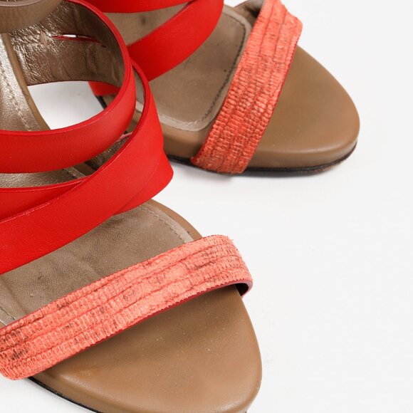 Lanvin Bi-Color Coral Strappy Heeled Sandals - Picture 6 of 10